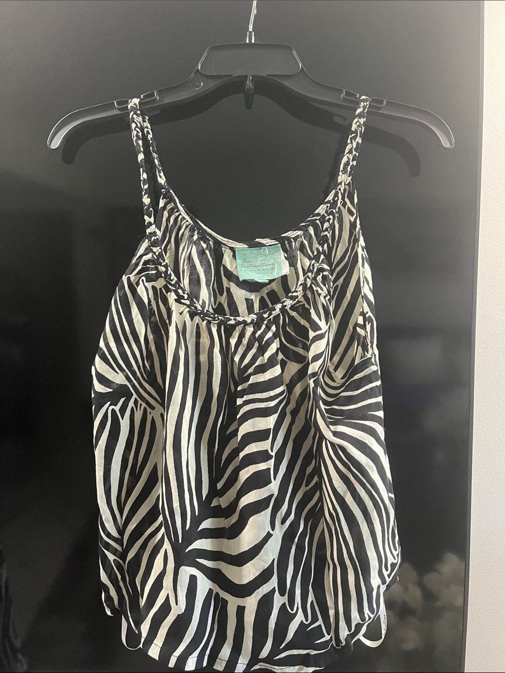 Women’s Zebra Print Spaghetti Strap Camisole - Black & White